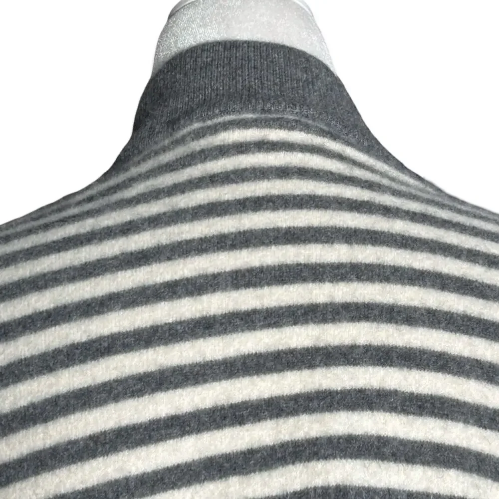 Everlane Striped Cashmere Mock Neck Sweater Gray White Small Cropped Knit